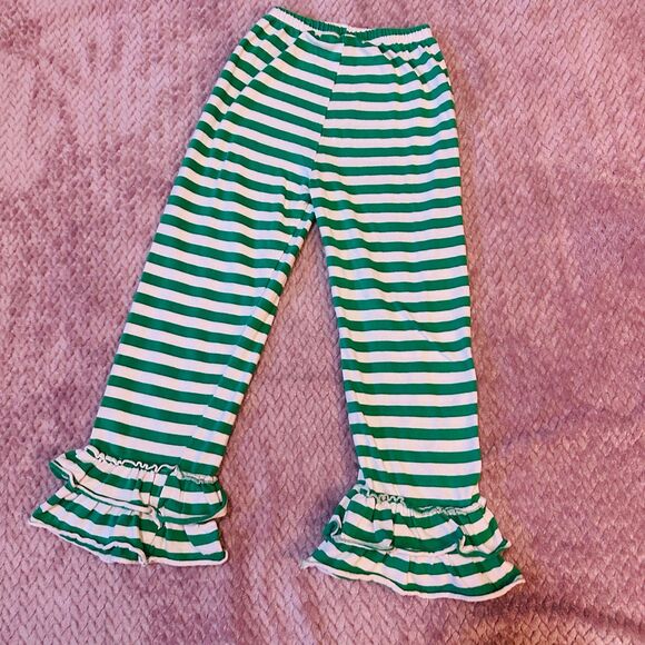 Girl’s Green and White Ruffle Pants Size 6/7 - Picture 7 of 11